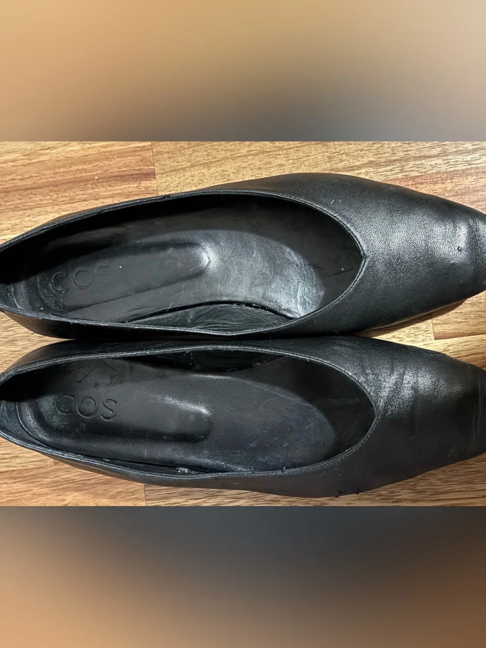 COS Black Leather Pointed Ballet Flats - Picture 13 of 15